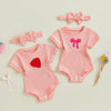 Pink Ribbed Onesie & Headband