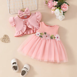 Flower Dress with Cardigan & Headband