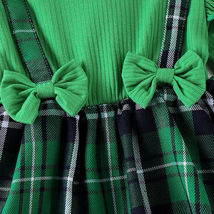 Green Plaid Romper Dress & Bow
