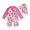 Summer Pink Long Sleeve Swimsuit & Hat
