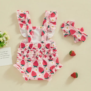 Fruity Floral Ruffle Romper & Bow