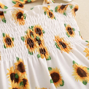 Shoulder Tie Sunflower Romper