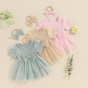 Solid Ribbed Tutu Dress & Headband