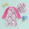 Summer Pink Long Sleeve Swimsuit & Hat