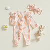 Floral Carrot Ruffle Onesie & Bow