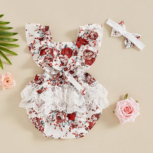 Floral Lillian Lace Romper & Headband