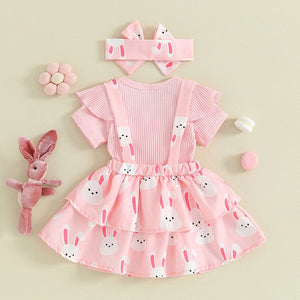 Bunny Ruffle Overalls Easter Dress Outfit