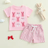 Easter Embroidered Plaid Bunny Outfit