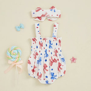 Summer 4th of July Romper & Bow