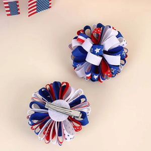 USA Pompom Hair Clips