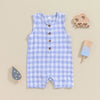 Plaid Button Boy Romper