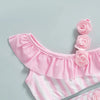 Pink Rose Striped Bikini