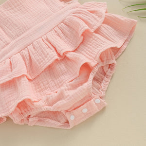 Solid Ruffles Skirt Romper & Headband