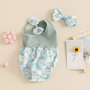 Off Shoulder Daisy Bow Romper & Headband