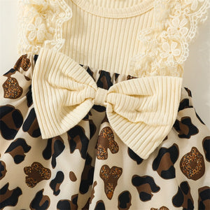 Lace Leopard Bow Dress & Headband