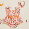 Floral Carrot Ruffle Romper & Headband