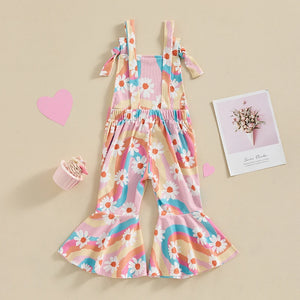 Groovy Flower Wave Bell Bottom Romper