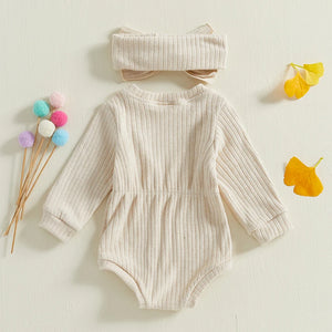 Solid Shaila Ribbed Onesie & Headband