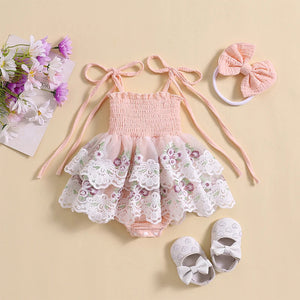 Embroidered Floral Dixie Dress & Headband