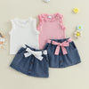 Ribbed Ruffle Bow Skirt Outfit