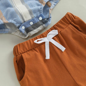 Plaid Hooded Romper & Shorts