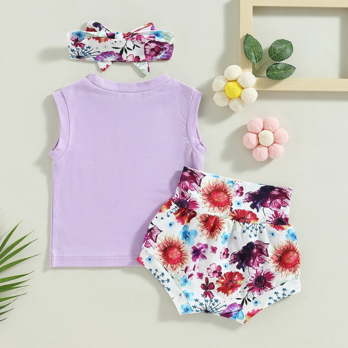 Purple Tank & Floral Shorts Outfit