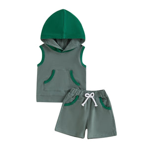 Solid Hoodie Top & Shorts