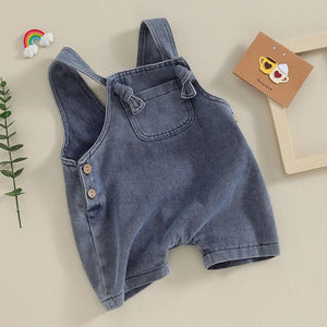 Denim Overalls Knot Romper