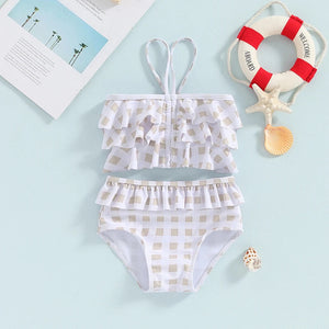 Ruffled Plaid Bikini Swimsuit