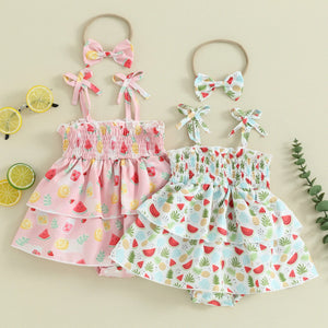 Layered Summer Fruit Dress & Headband