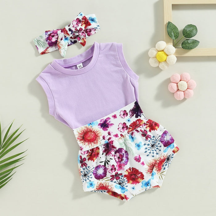 Purple Tank & Floral Shorts Outfit