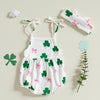 Shoulder Tie Clover Ribbons Romper & Bow