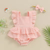 Solid Ruffles Skirt Romper & Headband