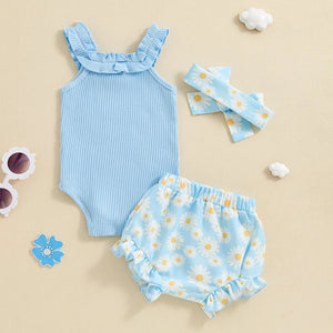 Ruffled Ribbed Daisy Babe Outfit