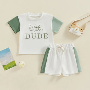Little Dude Patchwork T-shirt & Shorts