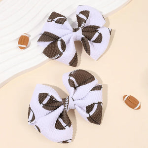 2 Pack Football Bow Clips