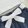 Ribbed Ruffle Bow Skirt Outfit