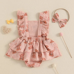 Ruffled Teddy Bear Dress & Headband