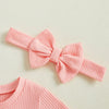 Pink Ribbed Onesie & Headband