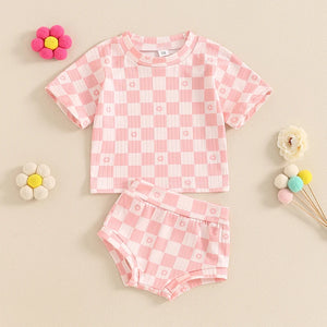 Checkered Flower Shirt & Shorts