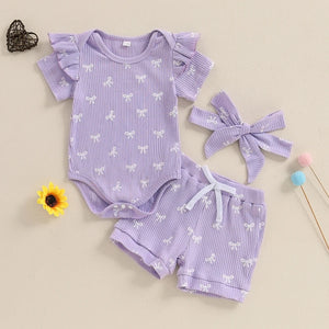 Ruffled Ribbed Bow Outfit