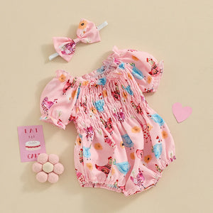 Floral Chicken Romper & Headband