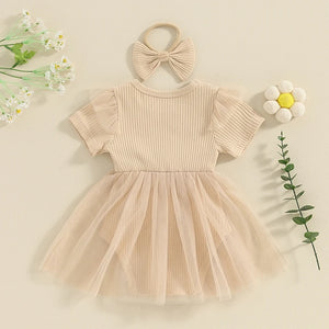 Solid Ribbed Tutu Dress & Headband