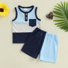 Patched Color Pocket Tank & Shorts