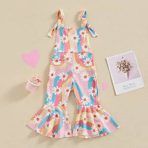 Groovy Flower Wave Bell Bottom Romper