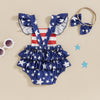 Striped Star Ruffle Romper & Headband