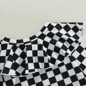 Ruffled Collar Checker Onesie