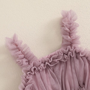 Solid Skyla Mesh Ruffle Dress