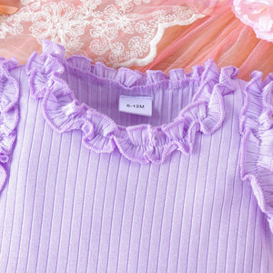 Ruffled Ribbed Purple & Pink Outfit