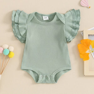 Solid Ribbed Ruffles Onesie